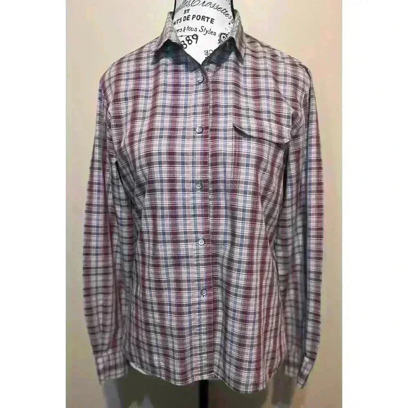 Vintage 1970s Levi Strauss Plaid Button Front Shirt. Women’s Size 12 Pink Blue - Picture 2 of 10